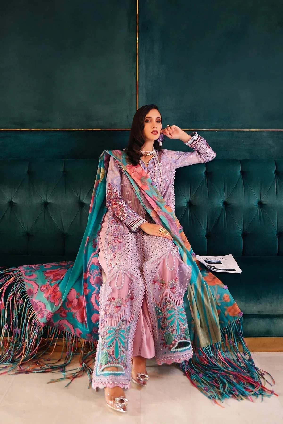Afrozeh | Luxury Embroidered & Printed Lawn | Chrysa - Rang-e-Khaas