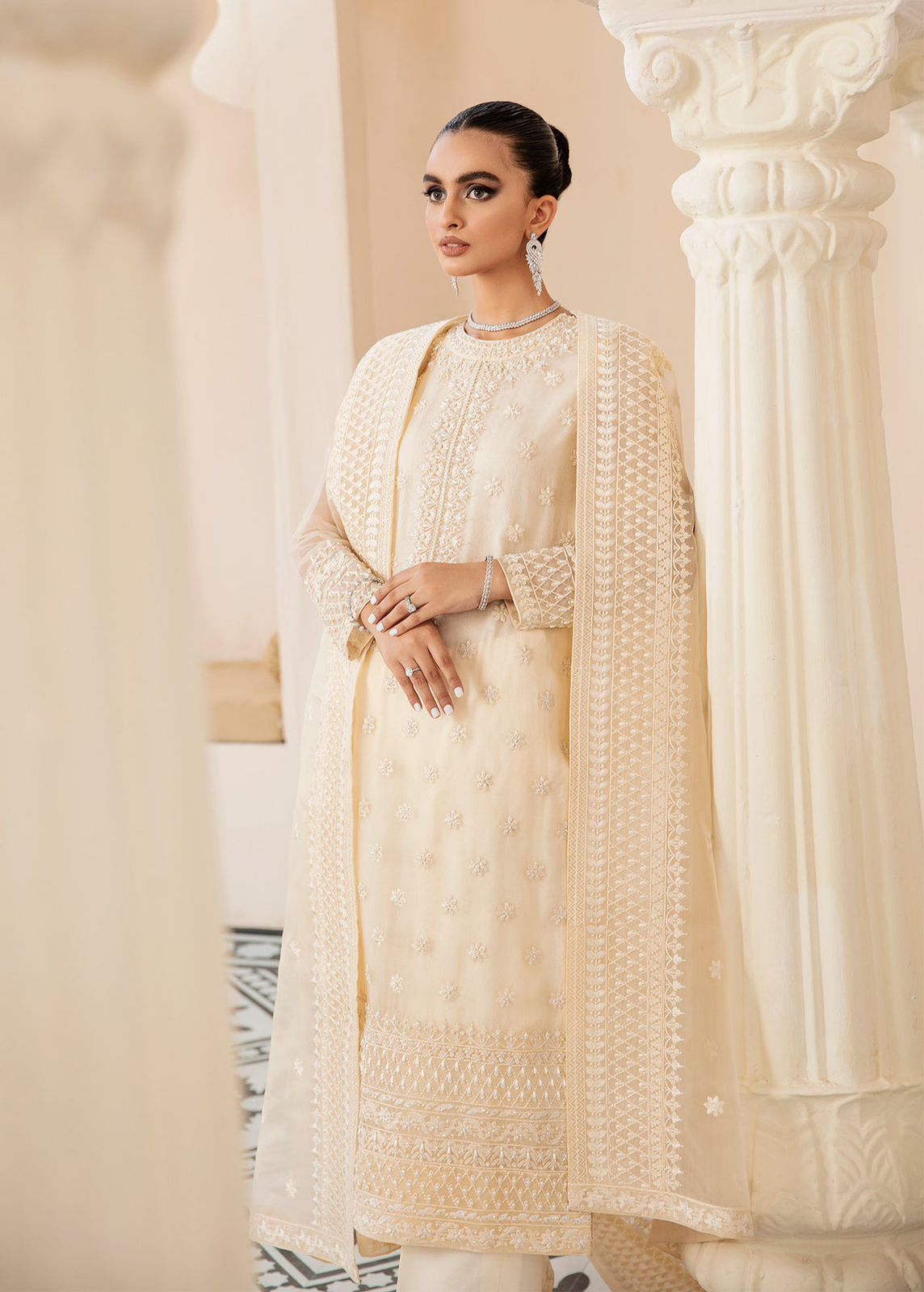 AKBAR ASLAM WHITE ASH U-1446 FORMAL COLLECTION STITCHED