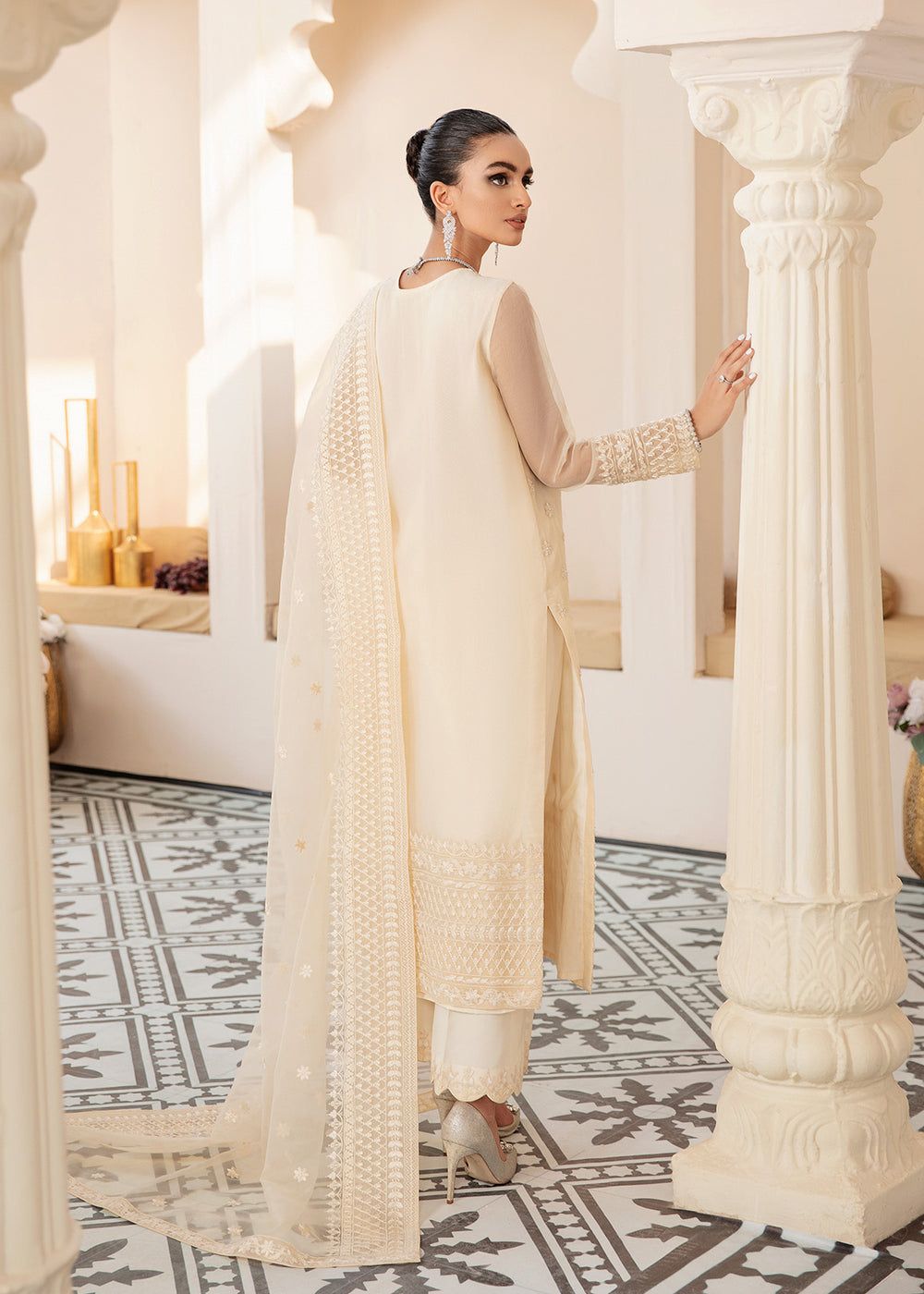 AKBAR ASLAM WHITE ASH U-1446 FORMAL COLLECTION STITCHED