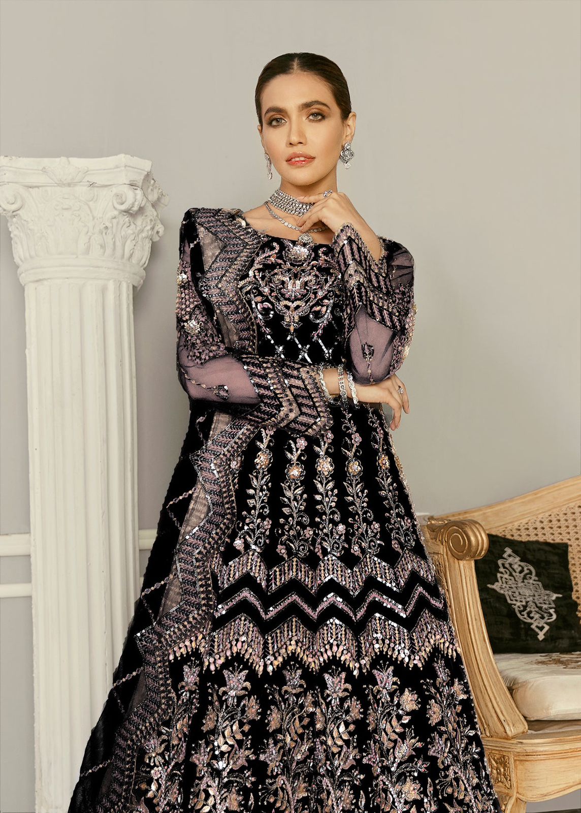 AKBAR ASLAM WISTERIA  U-1366 FORMAL COLLECTION STITCHED