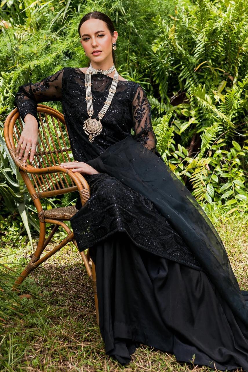 Maryum N Maria | Sorina Luxury Chiffon 23 | Raven (MW23-507) - Rang-e-Khaas
