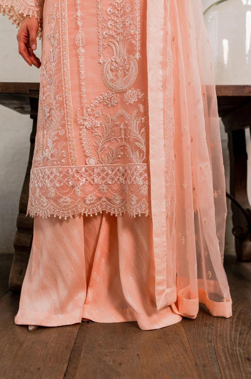 Maryum N Maria | Sorina Luxury Chiffon 23 | Peach Parfait (MW23-505) - Rang-e-Khaas