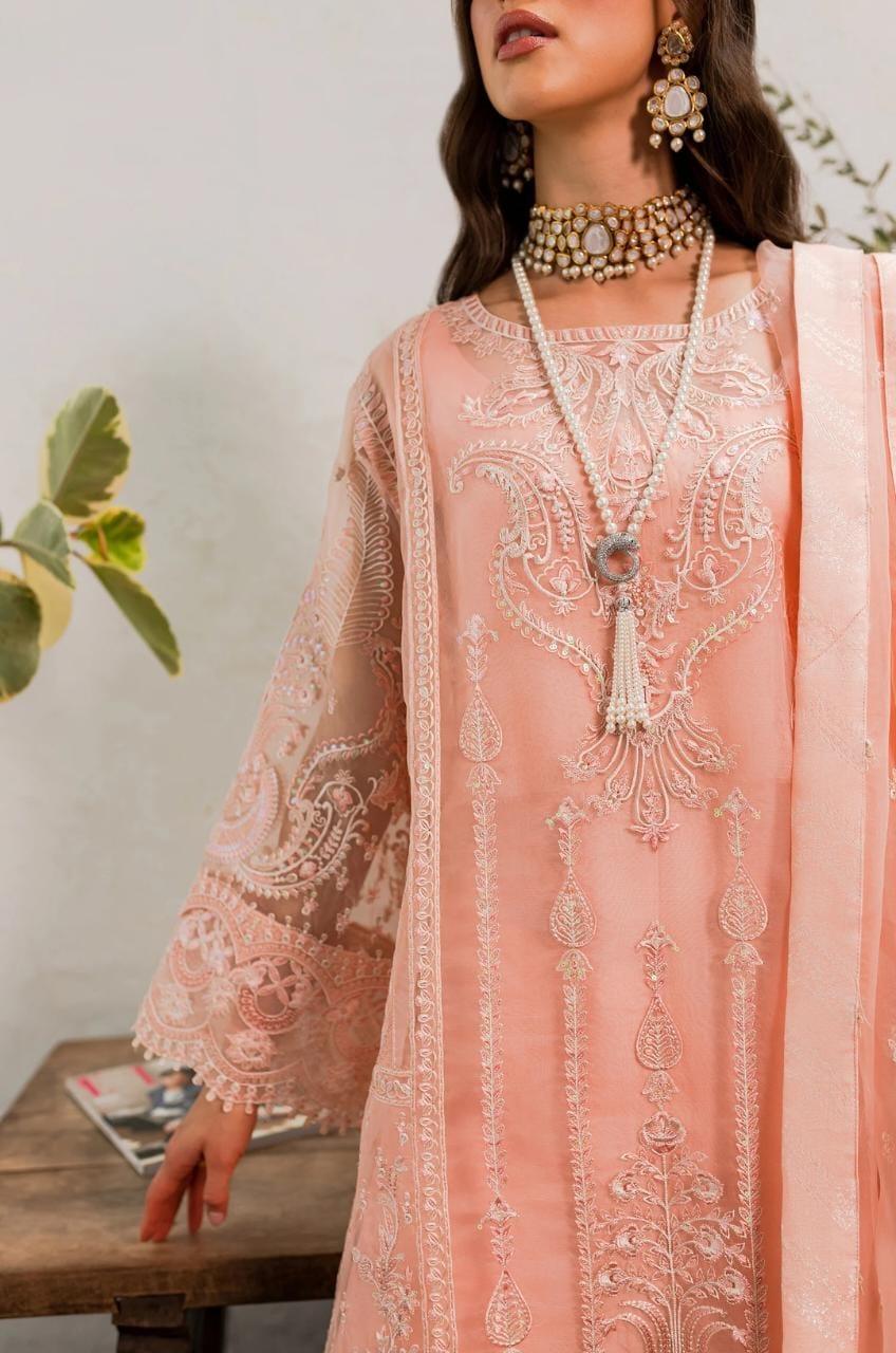 Maryum N Maria | Sorina Luxury Chiffon 23 | Peach Parfait (MW23-505) - Rang-e-Khaas