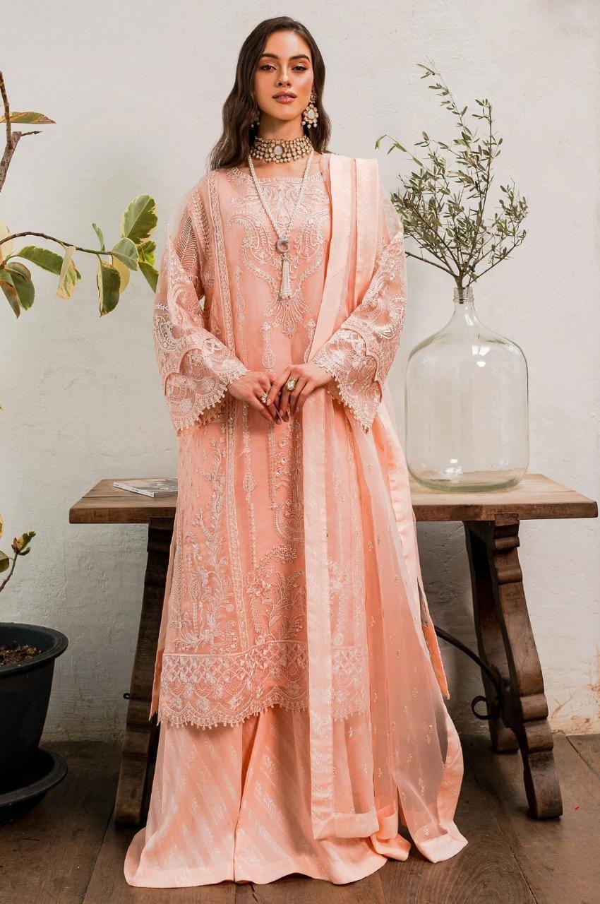 Maryum N Maria | Sorina Luxury Chiffon 23 | Peach Parfait (MW23-505) - Rang-e-Khaas