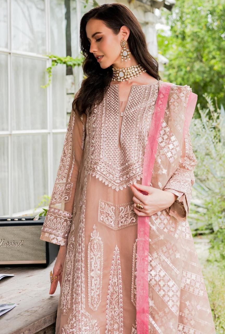 Maryum N Maria | Sorina Luxury Chiffon 23 | Peach Beige (MW23-503) - Rang-e-Khaas