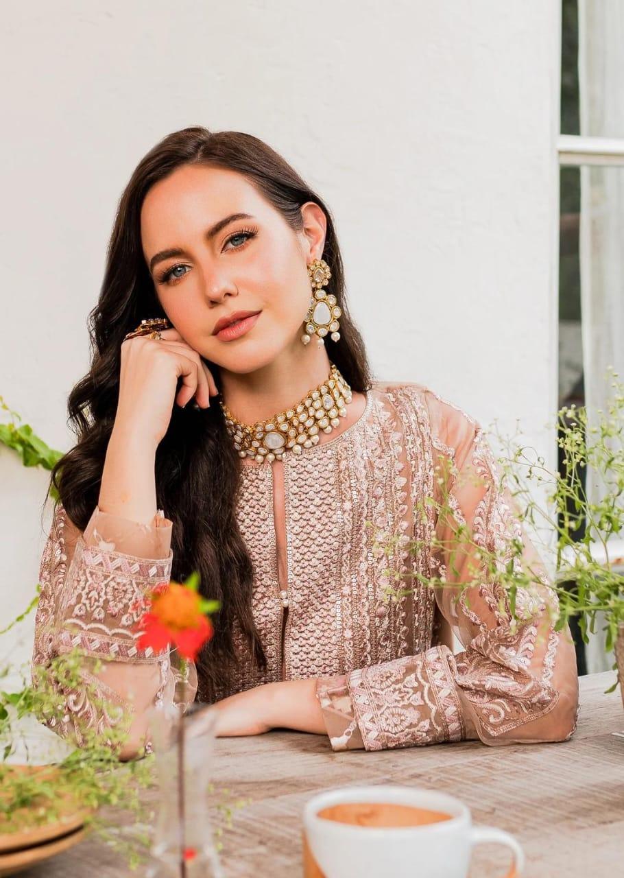 Maryum N Maria | Sorina Luxury Chiffon 23 | Peach Beige (MW23-503) - Rang-e-Khaas