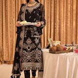 ALIZEH-Yesra - V16D05 Embroidered Chiffon Black