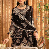 ALIZEH-Yesra - V16D05 Embroidered Chiffon Black