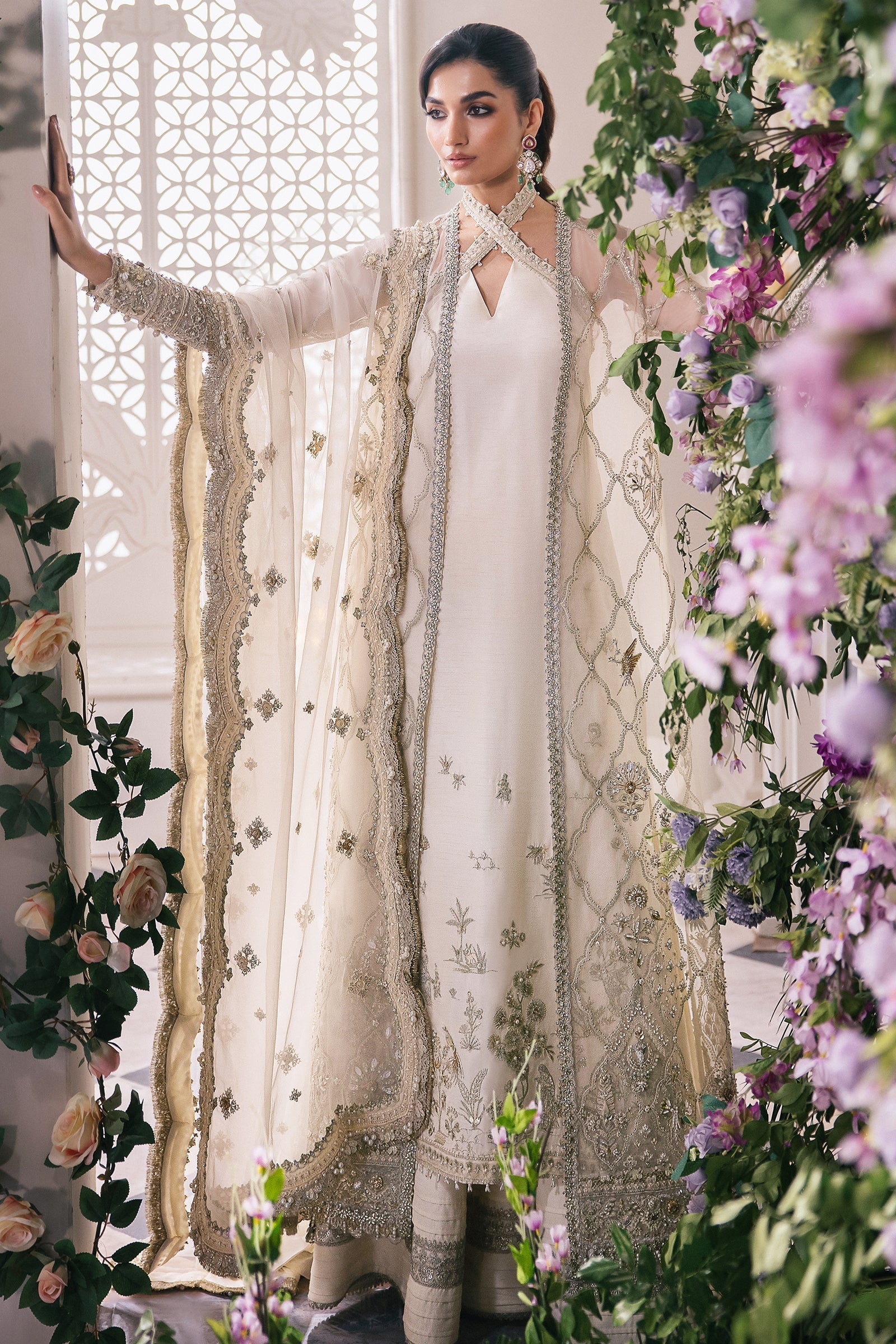 Gossamer by Zaha Embroidered Organza 3Pc Suit ZC24-02 Leiyn