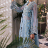 Gossamer by Zaha Embroidered Organza 3Pc Suit ZC24-07 Azura