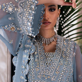 Gossamer by Zaha Embroidered Organza 3Pc Suit ZC24-07 Azura