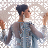 Gossamer by Zaha Embroidered Organza 3Pc Suit ZC24-07 Azura