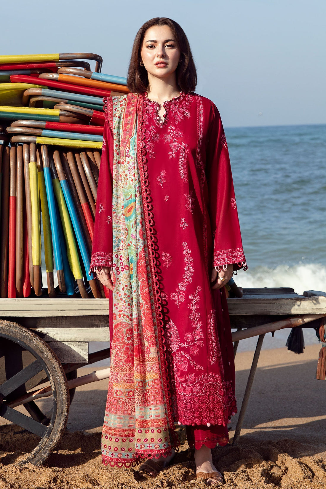 Zaha | Embroidered Lawn Collection | EIRA (ZL23-10 B) - Rang-e-Khaas