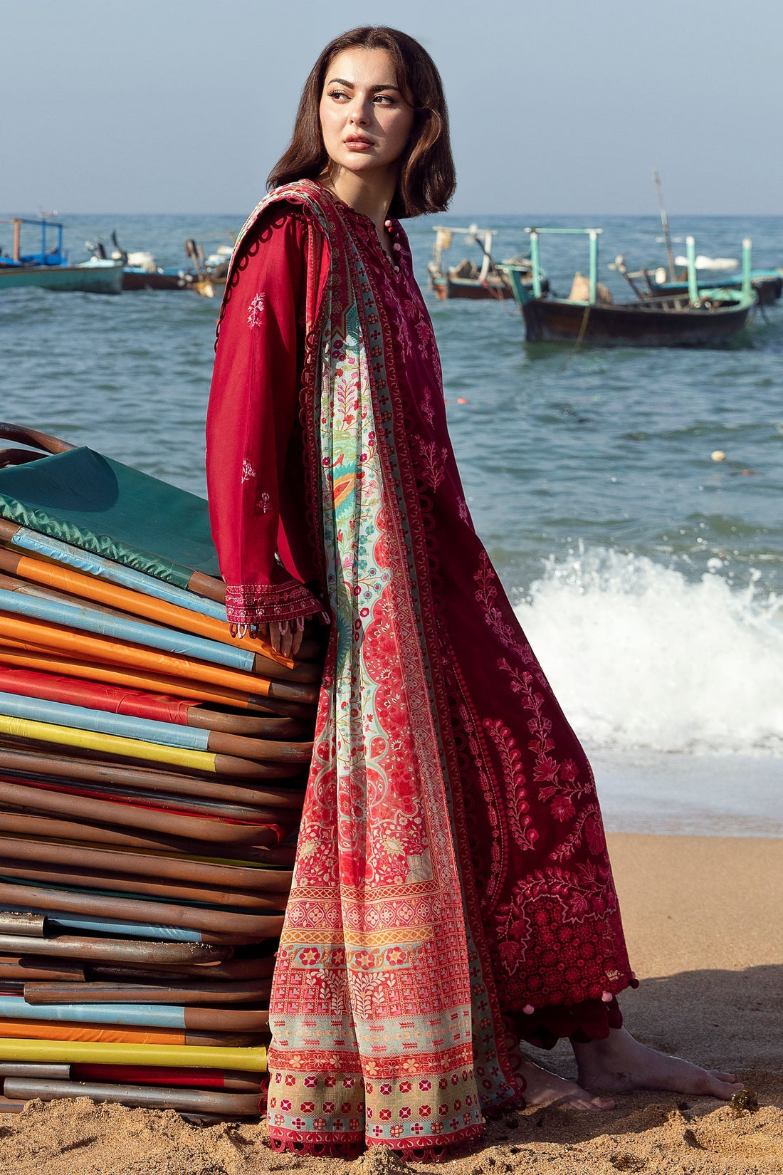 Zaha | Embroidered Lawn Collection | EIRA (ZL23-10 B) - Rang-e-Khaas