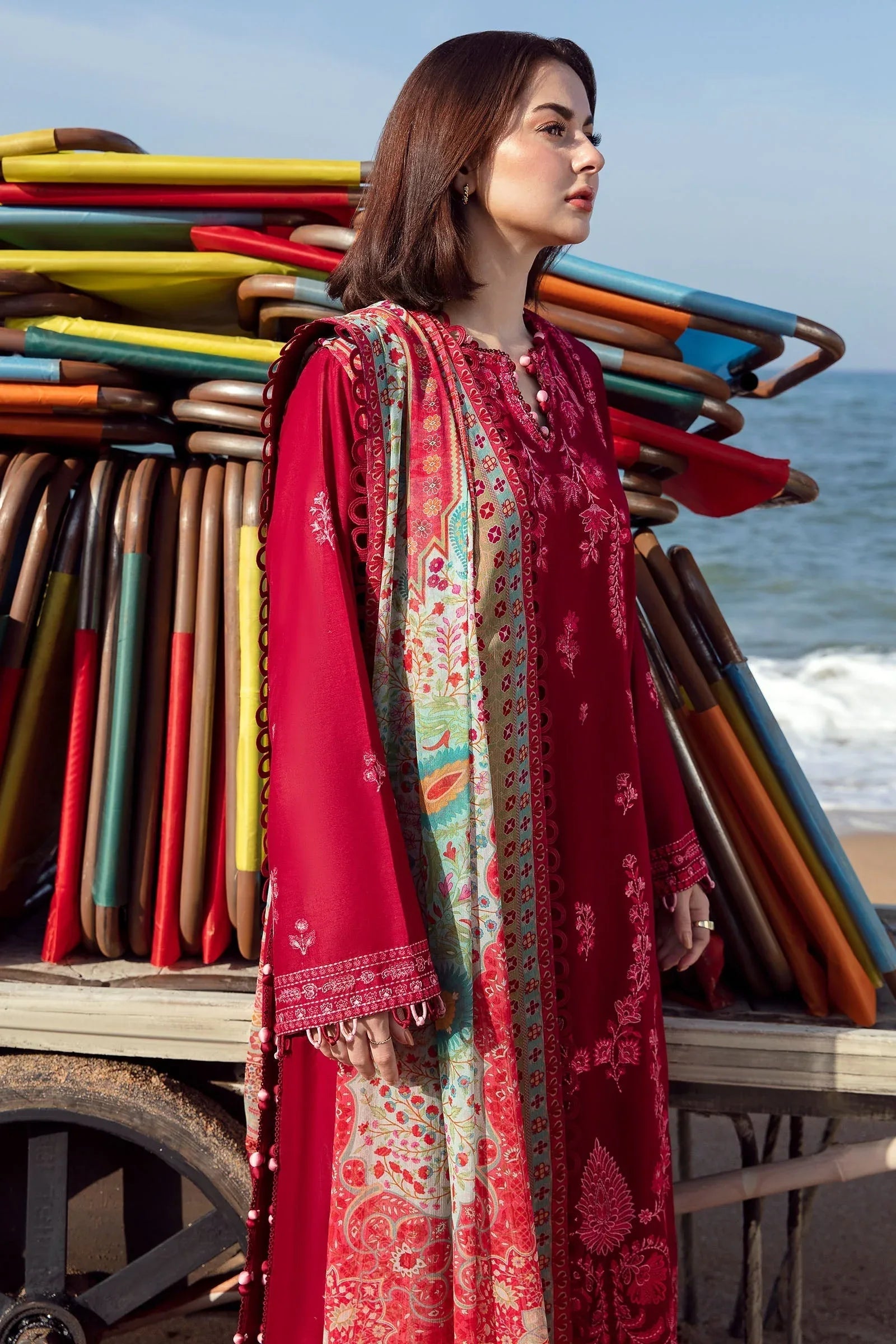 Zaha | Embroidered Lawn Collection | EIRA (ZL23-10 B) - Rang-e-Khaas