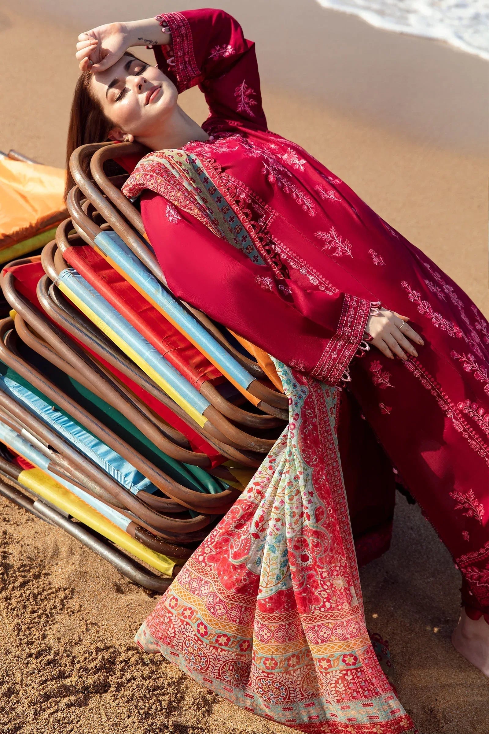 Zaha | Embroidered Lawn Collection | EIRA (ZL23-10 B) - Rang-e-Khaas