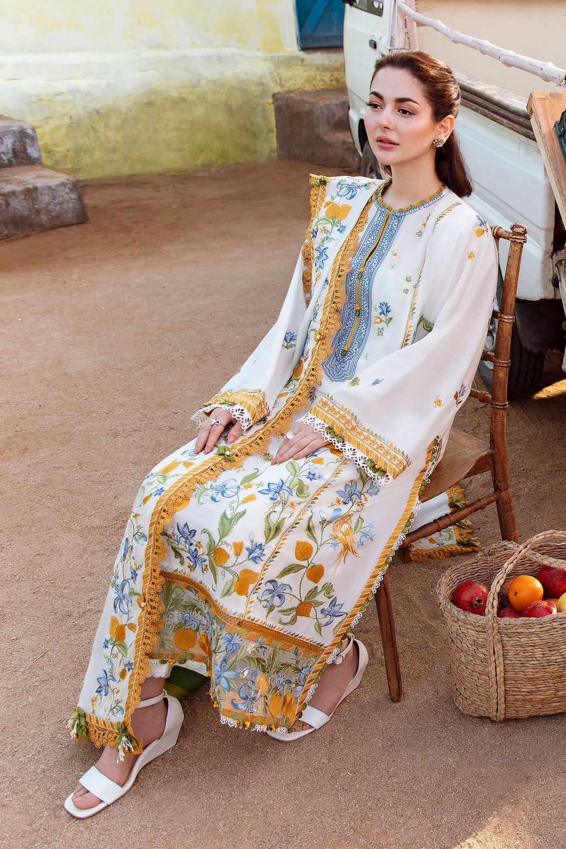 Zaha | Embroidered Lawn Collection | LEYA (ZL23-07 A) - Rang-e-Khaas