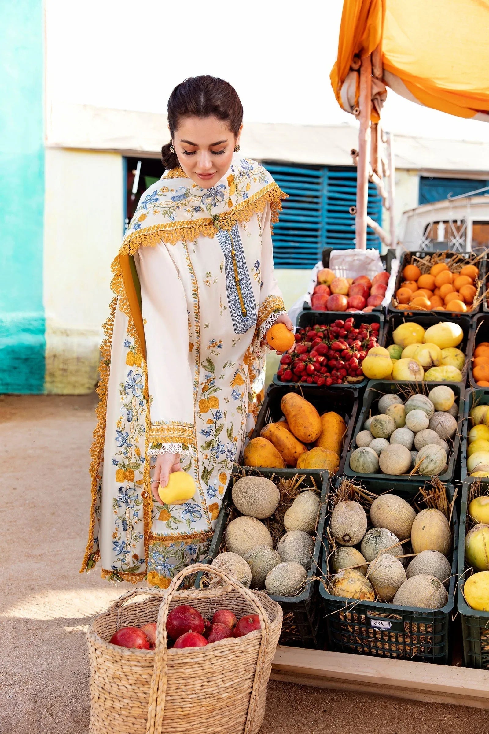 Zaha | Embroidered Lawn Collection | LEYA (ZL23-07 A) - Rang-e-Khaas