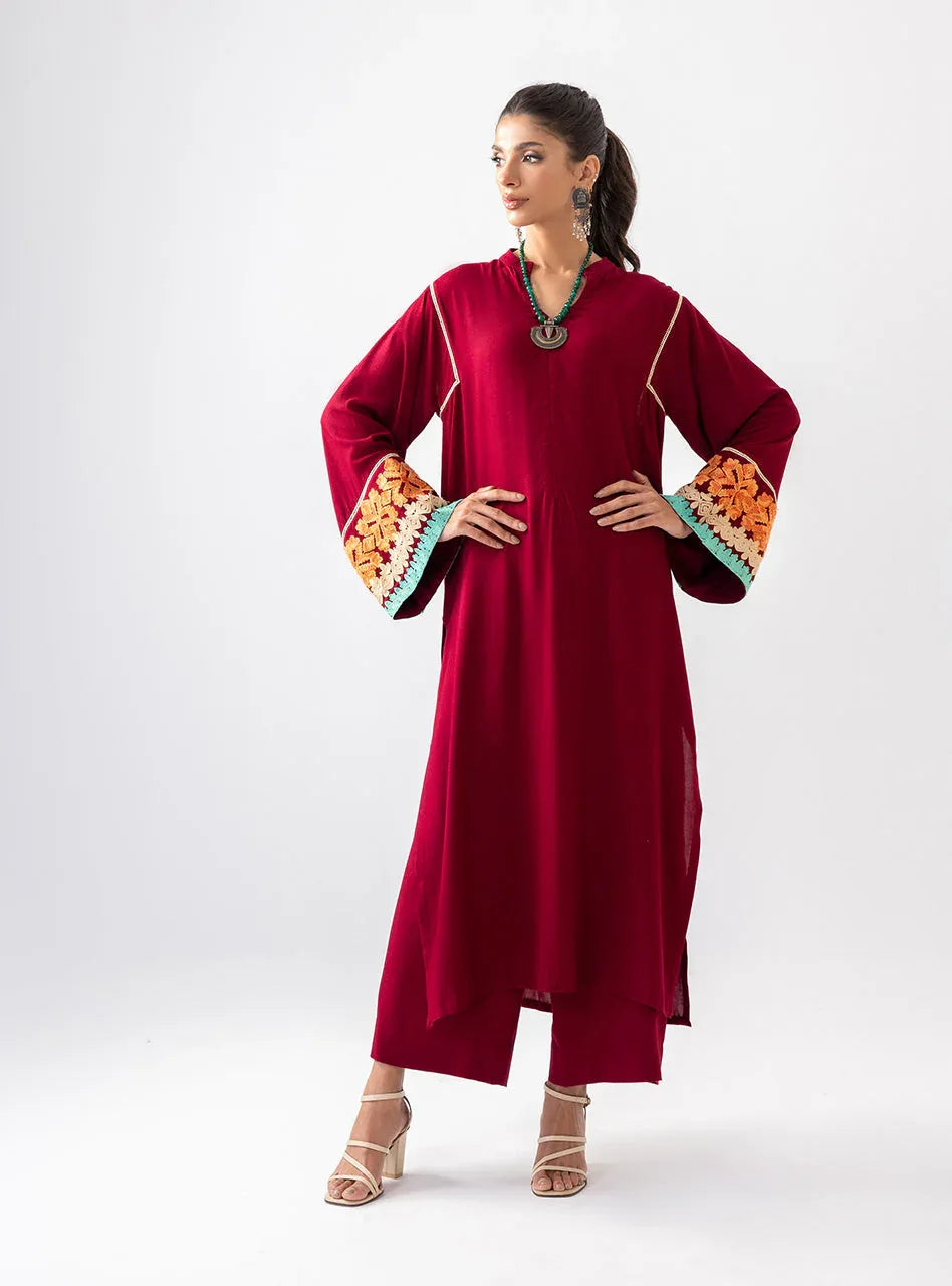 Zainab Chottani | Aara Casual Pret |  Divine Maroon - Rang-e-Khaas