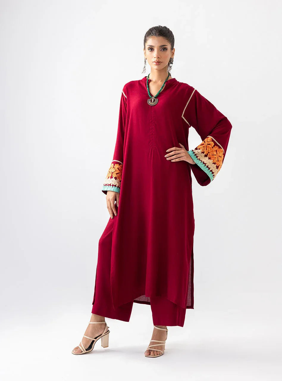 Zainab Chottani | Aara Casual Pret |  Divine Maroon - Rang-e-Khaas