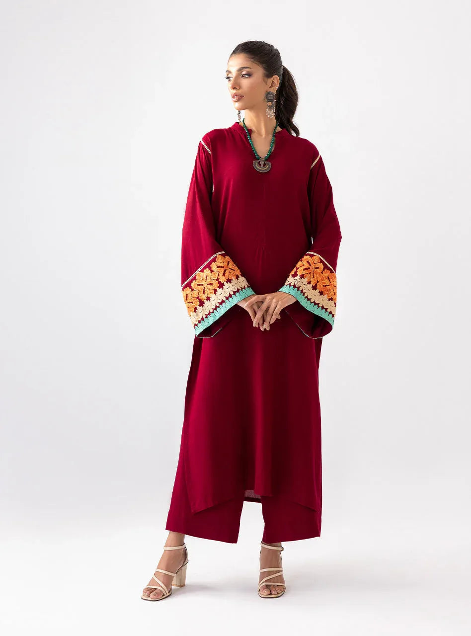 Zainab Chottani | Aara Casual Pret |  Divine Maroon - Rang-e-Khaas