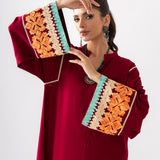 Zainab Chottani | Aara Casual Pret |  Divine Maroon