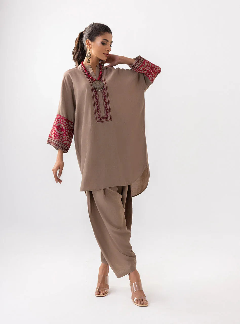 Zainab Chottani | Aara Casual Pret |  Sandy Beige - Rang-e-Khaas