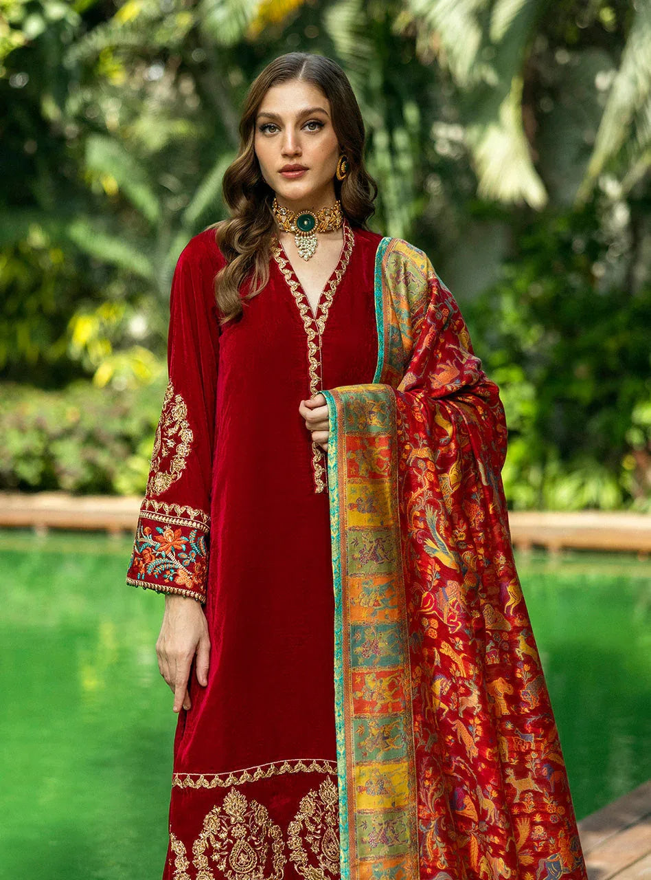 Zainab Chottani | Makhmal Luxe Pret | Ghermez - Rang-e-Khaas