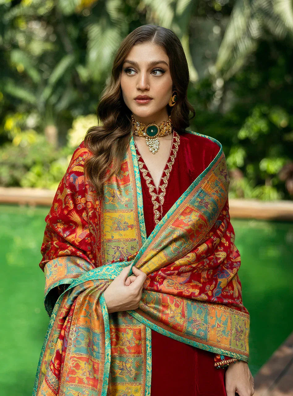 Zainab Chottani | Makhmal Luxe Pret | Ghermez - Rang-e-Khaas