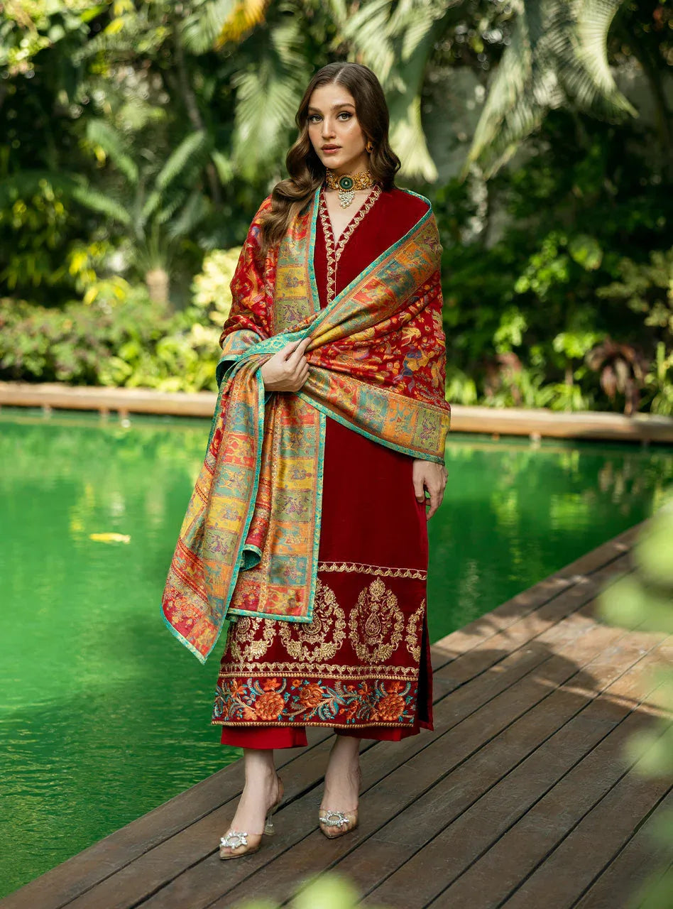 Zainab Chottani | Makhmal Luxe Pret | Ghermez - Rang-e-Khaas