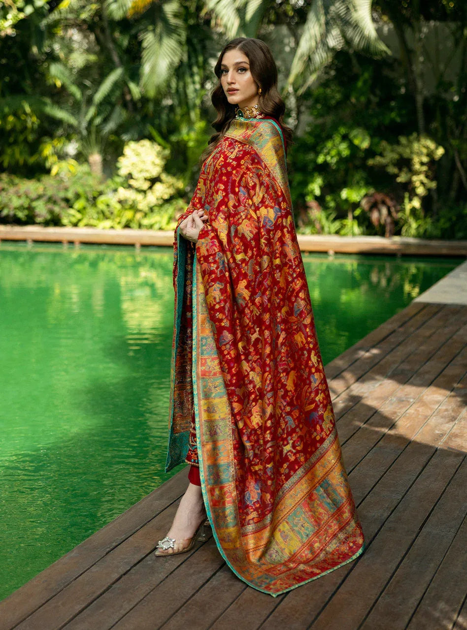 Zainab Chottani | Makhmal Luxe Pret | Ghermez - Rang-e-Khaas