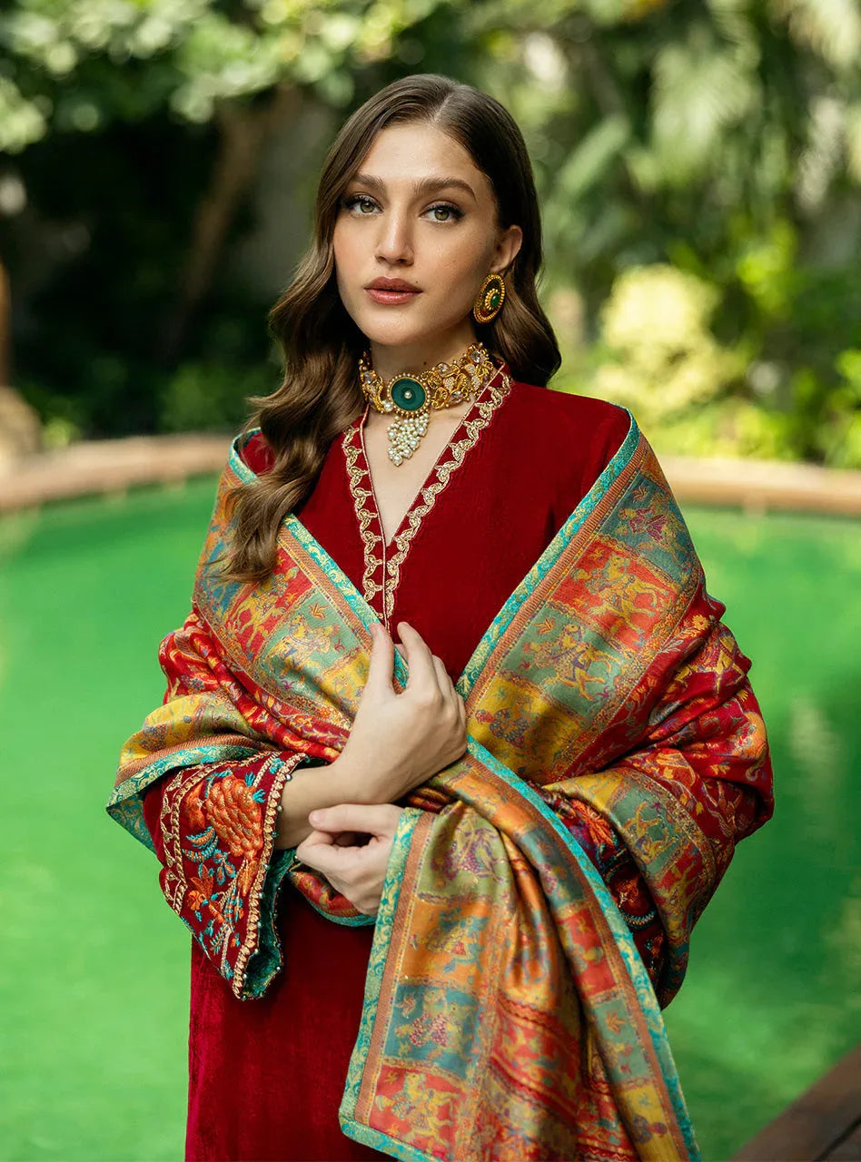 Zainab Chottani | Makhmal Luxe Pret | Ghermez - Rang-e-Khaas