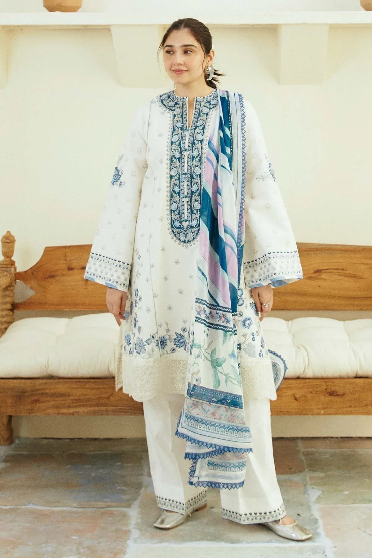 Zara Shahjahan | Coco Lawn Eid Edit 24 | IVORY-D4 - Rang-e-Khaas