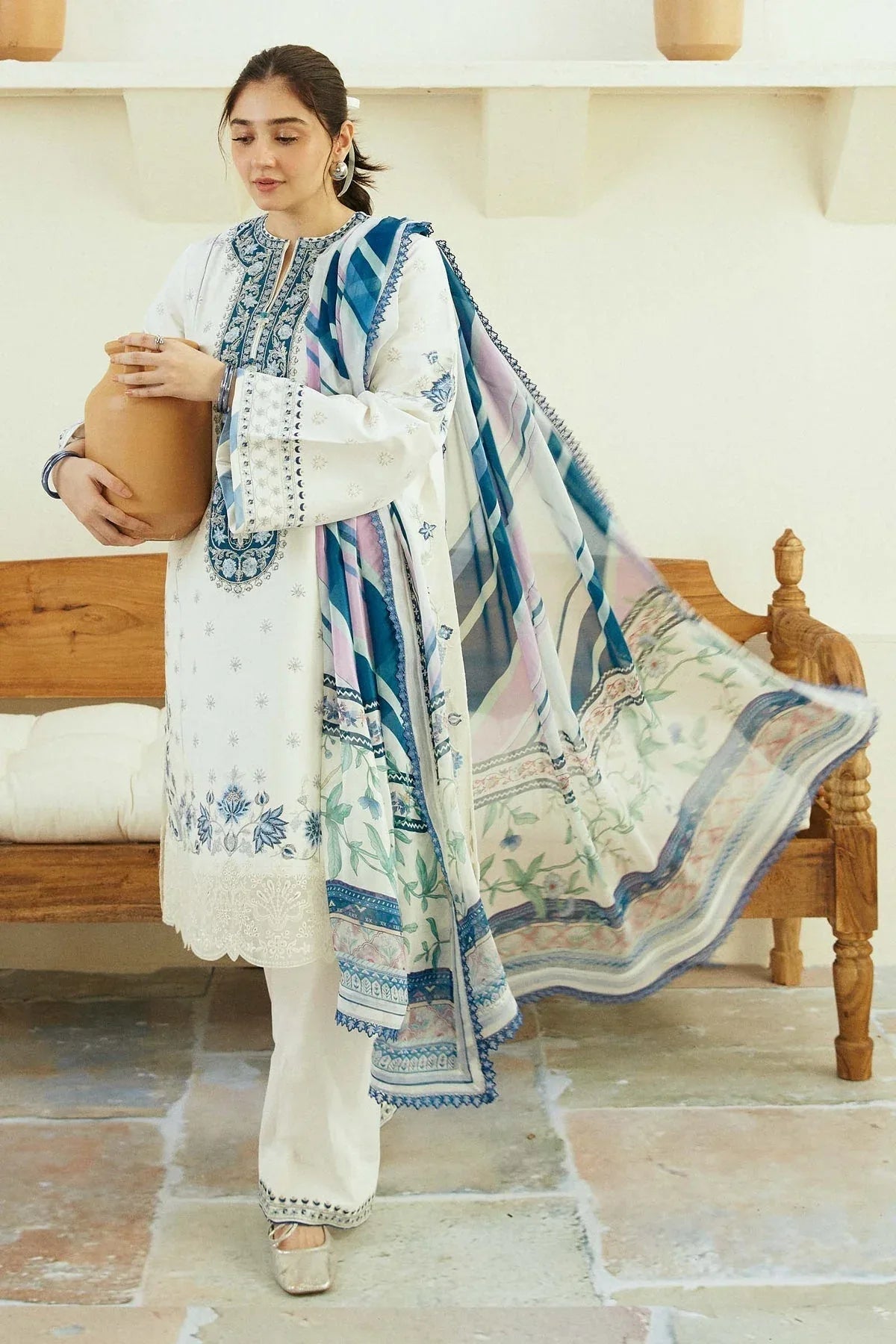 Zara Shahjahan | Coco Lawn Eid Edit 24 | IVORY-D4 - Rang-e-Khaas
