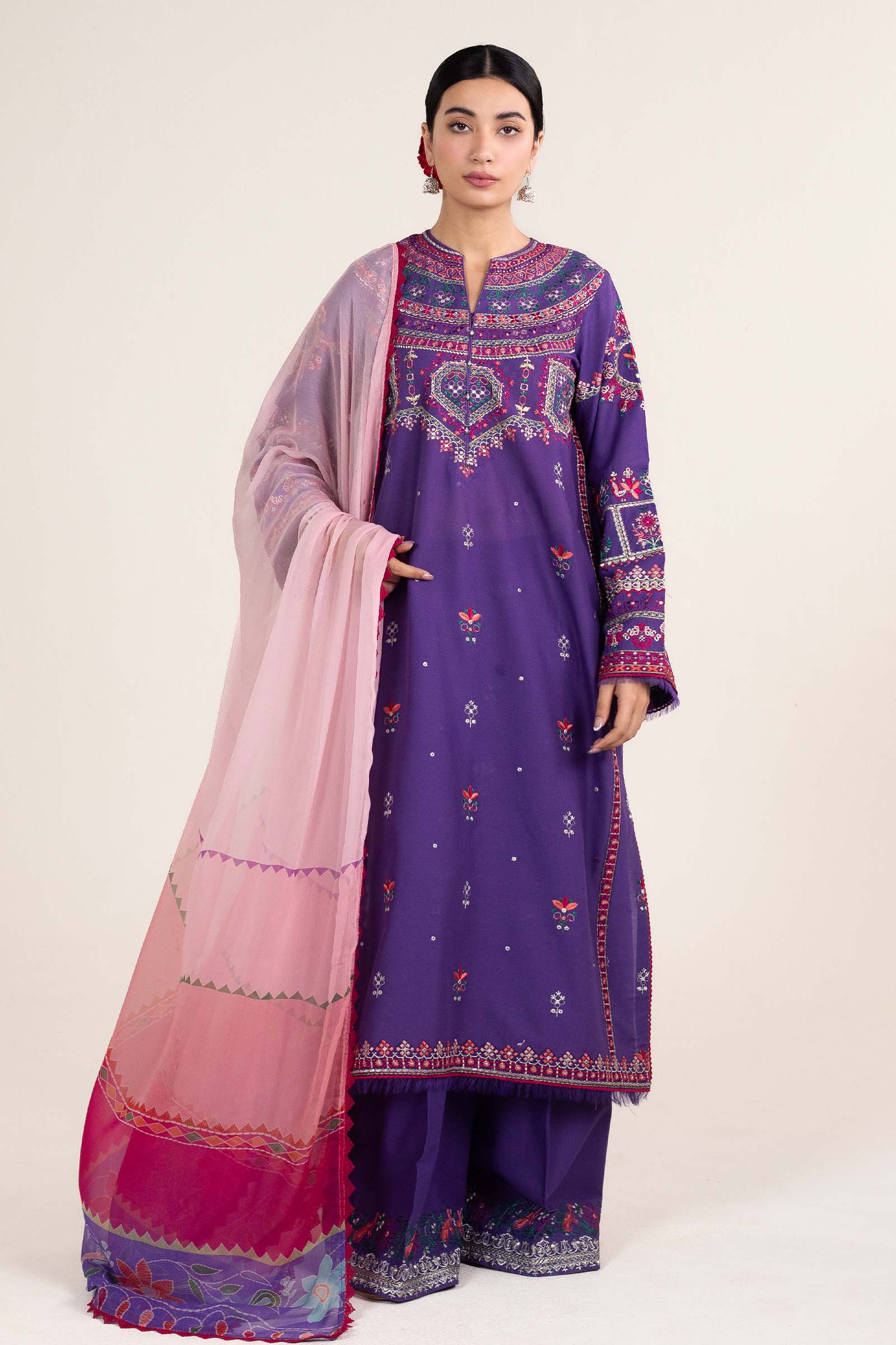 Zara Shahjahan | Stitched Lawn 24 | SL-LAMIA-7B - Rang-e-Khaas
