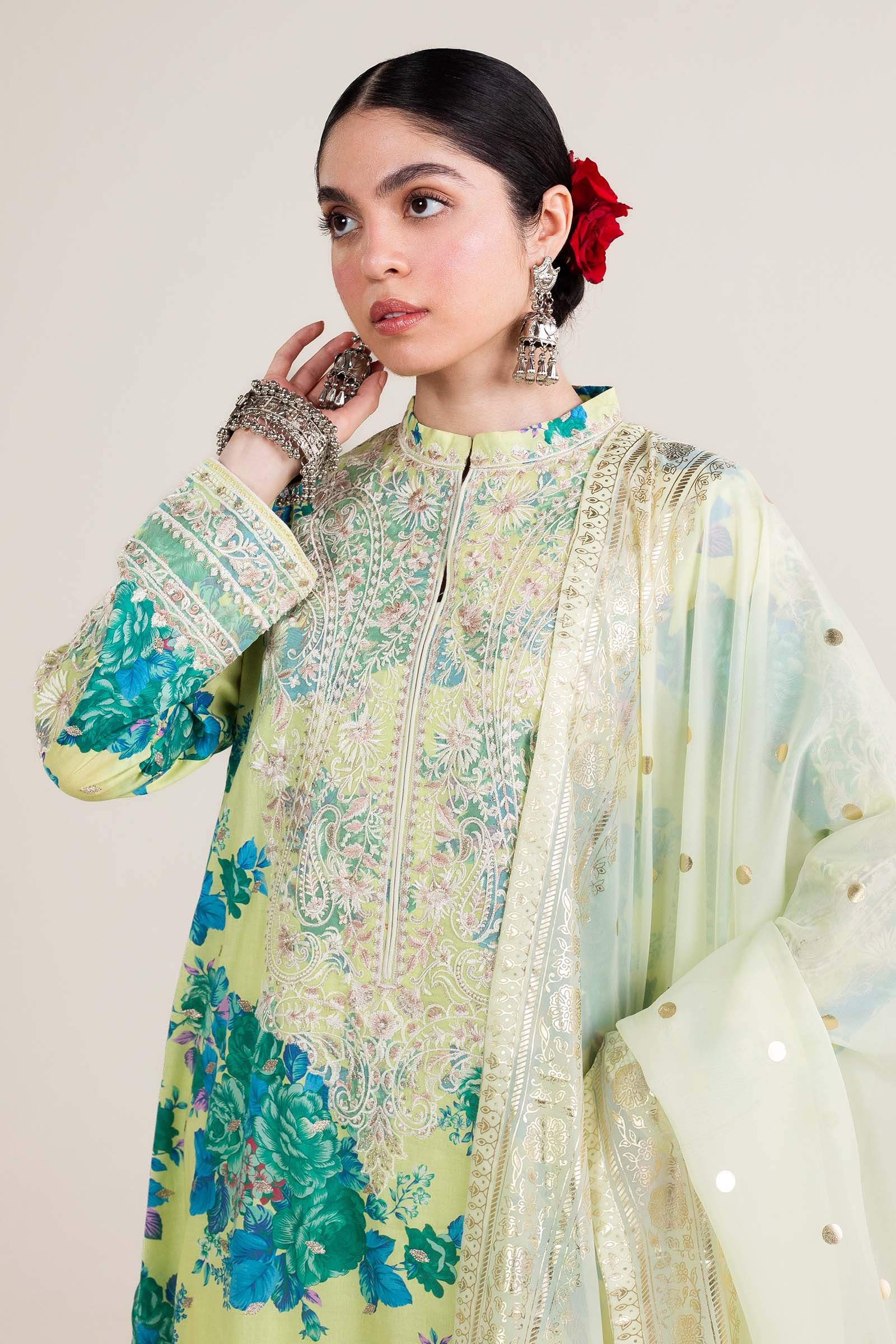Zara Shahjahan | Stitched Lawn 24 | SL-PHOOL KARI-13A - Rang-e-Khaas