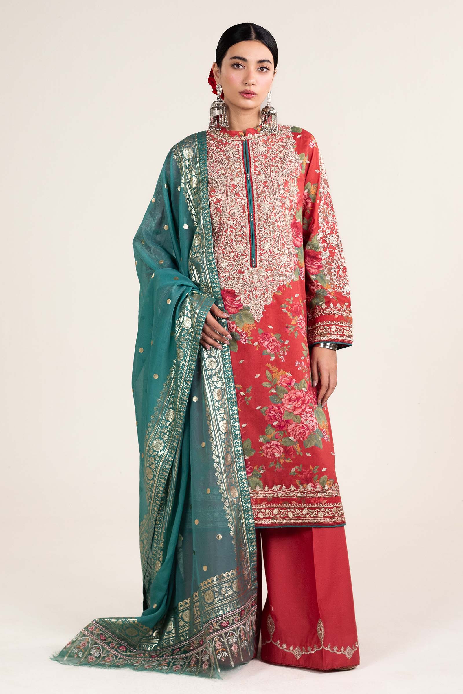 Zara Shahjahan | Stitched Lawn 24 | SL-PHOOL KARI-13B - Rang-e-Khaas