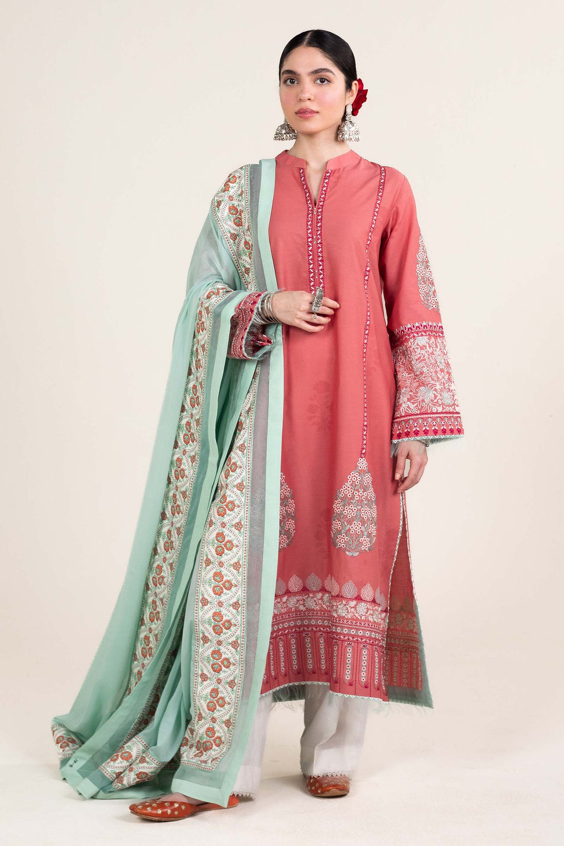 Zara Shahjahan | Stitched Lawn 24 | SL-SANDAL-10B - Rang-e-Khaas