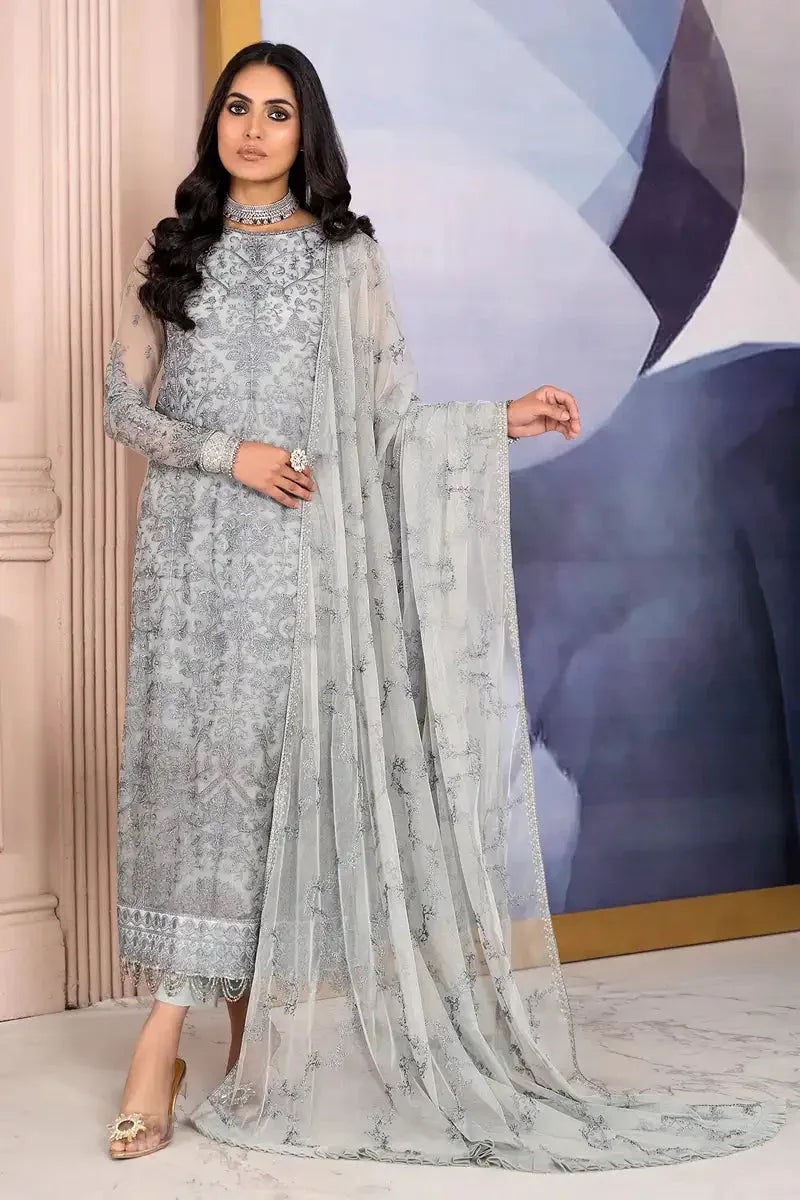 Zarif | Afreen Formals | ZA 02 STEEL GREY - Rang-e-Khaas