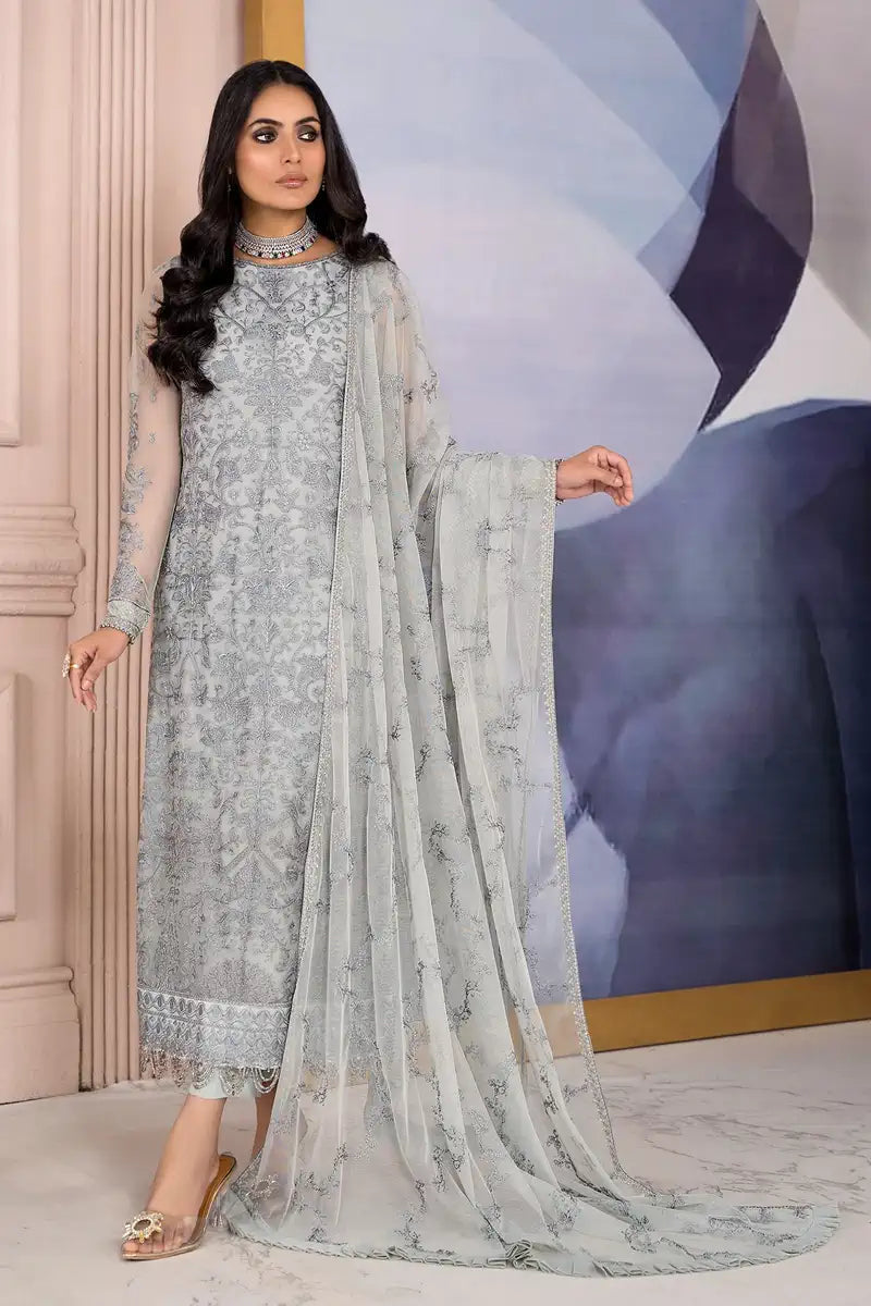 Zarif | Afreen Formals | ZA 02 STEEL GREY - Rang-e-Khaas