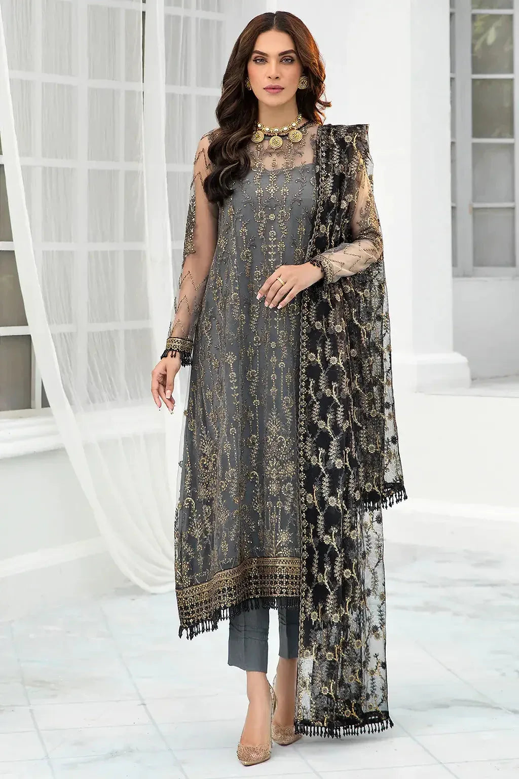 Zarif | DE LUXURY Formals | GRAPHITE - Rang-e-Khaas