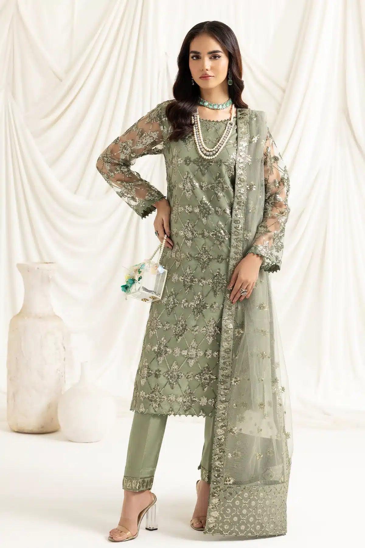 Alizeh | Dua Formals 23 | DUA-V02D02B-ALARA(PISTACHIO) - Rang-e-Khaas