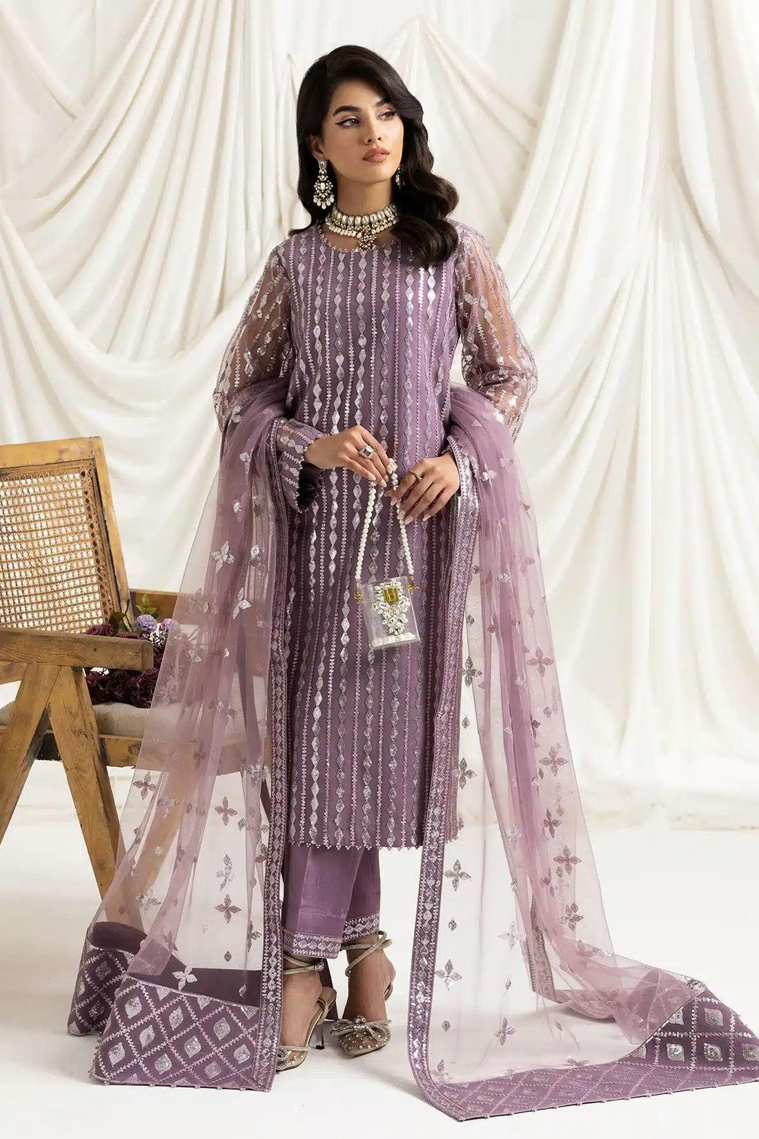 Alizeh | Dua Formals 23 | DUA-V02D03B-AYSAL(LILAC) - Rang-e-Khaas