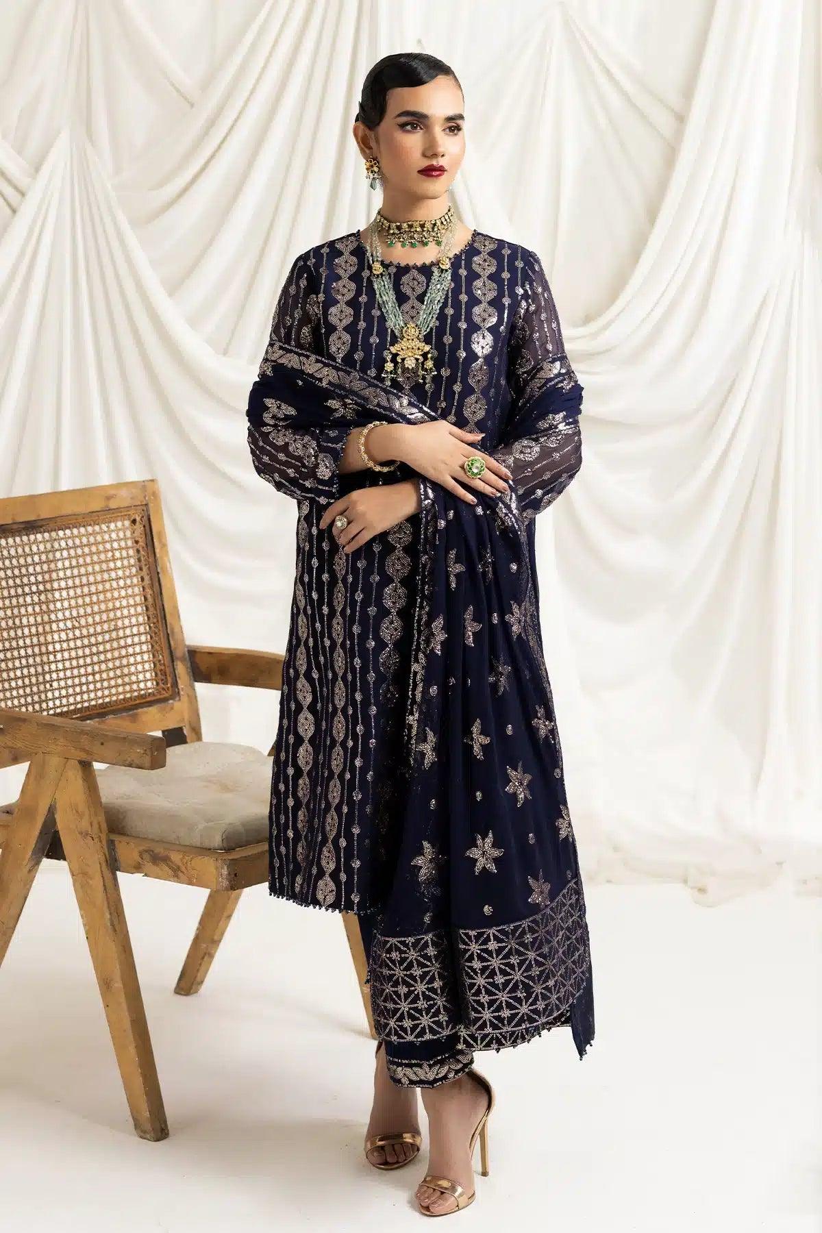 Alizeh | Dua Formals 23 | DUA-V02D01A- AIREEN(NAVY BLUE) - Rang-e-Khaas