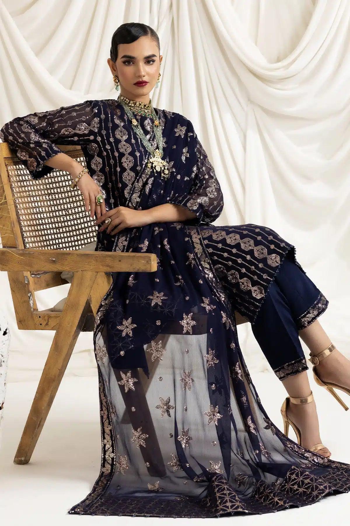 Alizeh | Dua Formals 23 | DUA-V02D01A- AIREEN(NAVY BLUE) - Rang-e-Khaas
