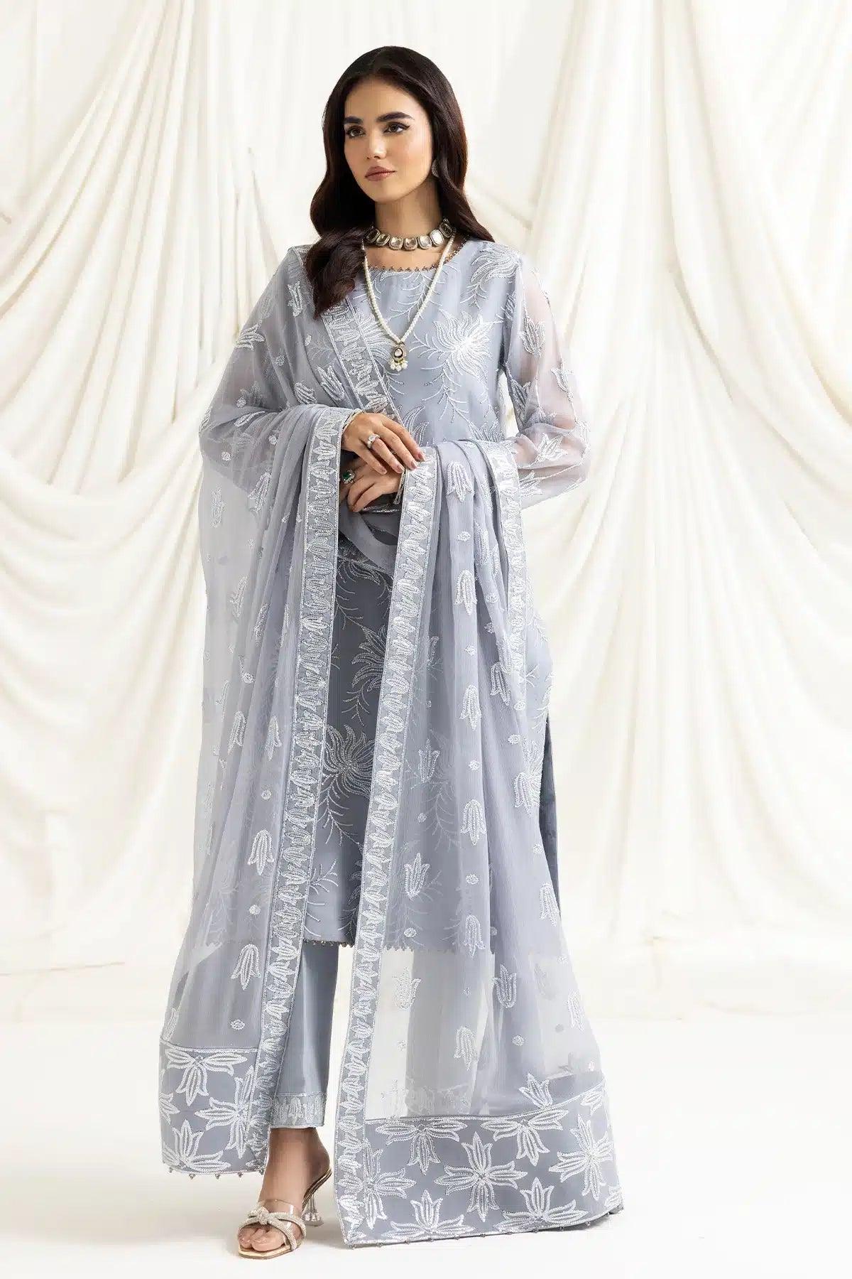 Alizeh | Dua Formals 23 | DUA-V02D05B-ELNAZ(GREY) - Rang-e-Khaas
