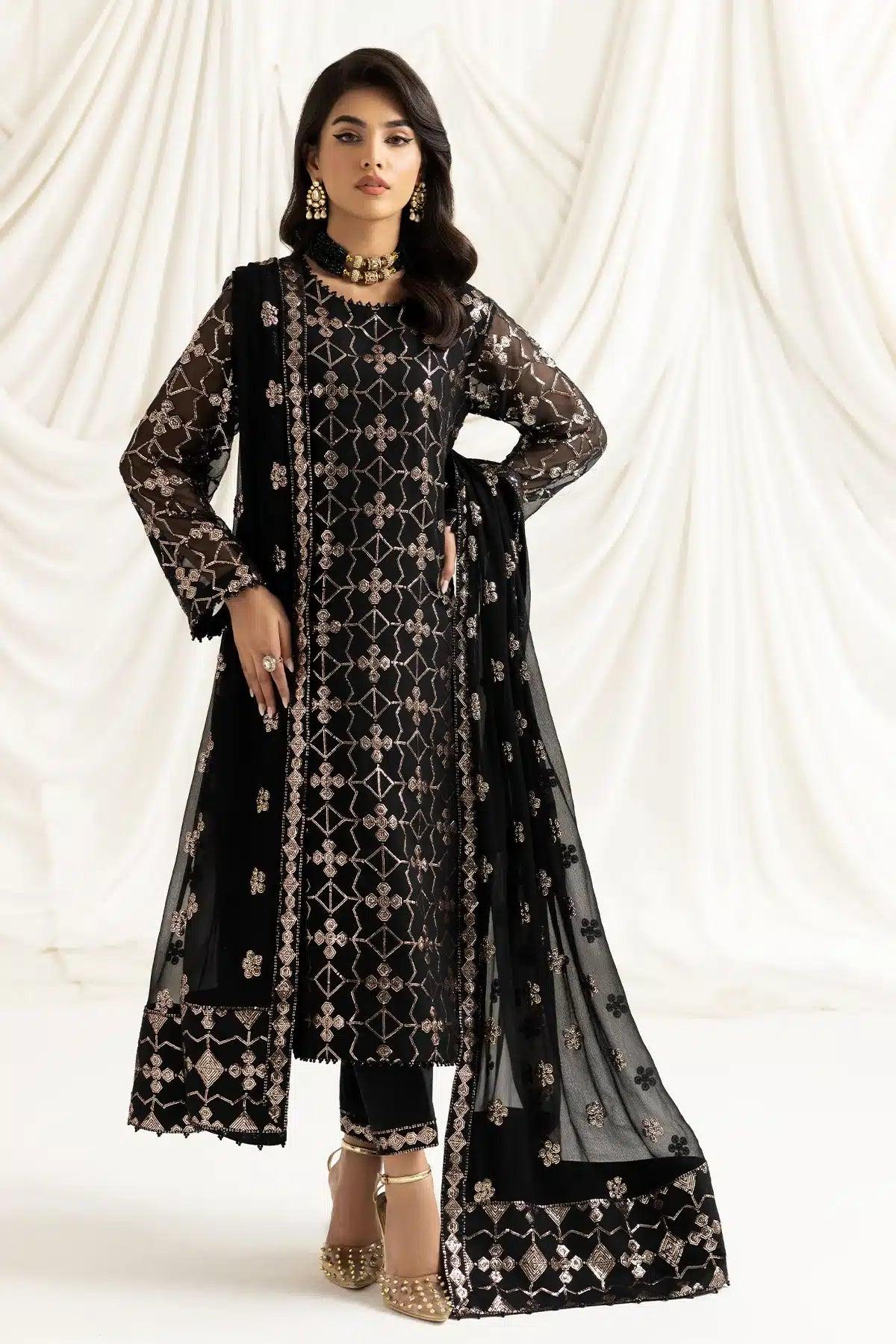 Alizeh | Dua Formals 23 | DUA-V02D04A-NAZIK(BLACK) - Rang-e-Khaas
