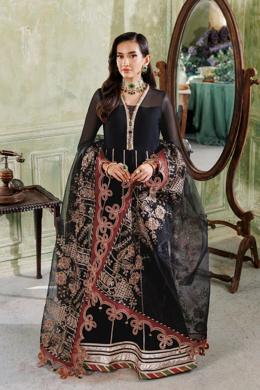 Alizeh | Ready to wear | Black Dress 3 piece - RTW1026 - Rang-e-Khaas