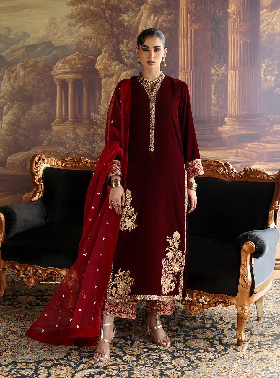 Zainab Chottani | Velura Velvet Edit 25 | Nur Long Shirt - Rang-e-Khaas