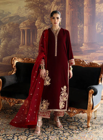 Zainab Chottani | Velura Velvet Edit 25 | Nur Long Shirt - Rang-e-Khaas